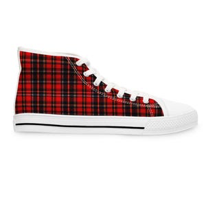 Sneakers a quadri scozzesi / Scarpe alte alla moda da donna, comode scarpe da ginnastica alla moda, calzature casual immagine 14