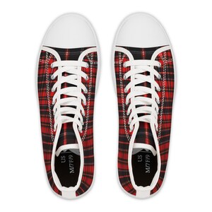 Sneakers a quadri scozzesi / Scarpe alte alla moda da donna, comode scarpe da ginnastica alla moda, calzature casual immagine 7