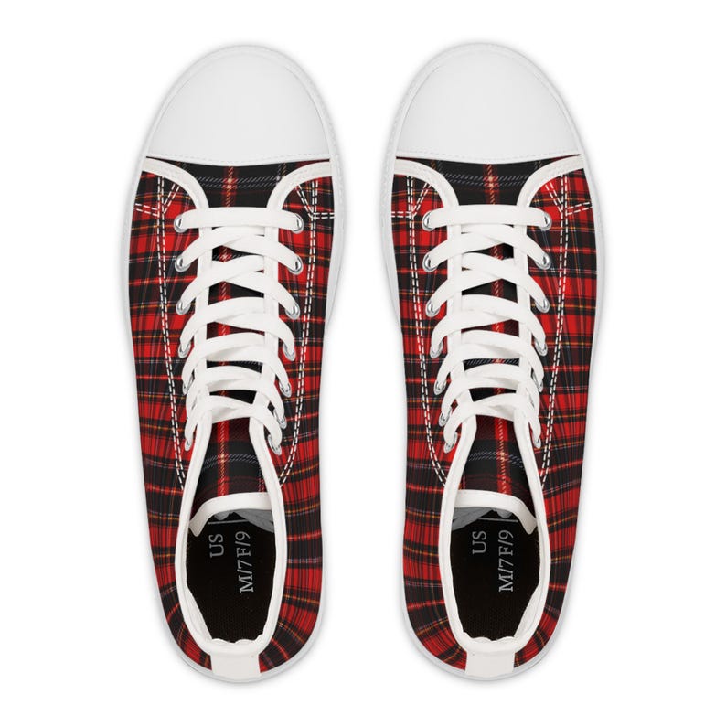 Sneakers a quadri scozzesi / Scarpe alte alla moda da donna, comode scarpe da ginnastica alla moda, calzature casual immagine 7