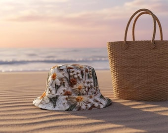 Floral Bucket Hat, Boho Style, Sun Protection, Garden Lovers Gift, Summer Accessory, Outdoor Hat