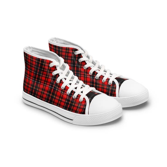 Plaid Tartan Sneakers | Trendy Women's High Tops, Comfortable Fashion Trainers, Casual Footwear