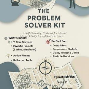 Kit para la resolución de problemas: cuaderno digital de autoentrenamiento, toma de decisiones, claridad mental, indicaciones guiadas (PDF, descarga instantánea)