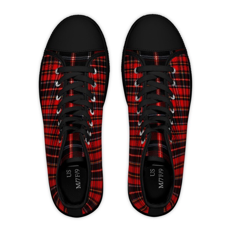 Sneakers a quadri scozzesi / Scarpe alte alla moda da donna, comode scarpe da ginnastica alla moda, calzature casual immagine 8