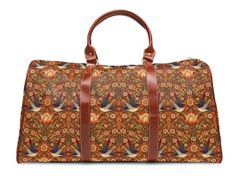 William Morris Weekender Bag, Floral Bird Travel Duffel