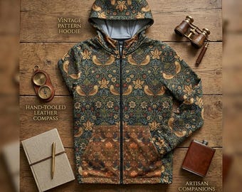 William Morris Inspired Floral Bird Windbreaker Jacket | All-Over Print