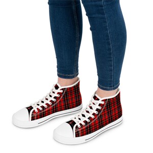 Sneakers a quadri scozzesi / Scarpe alte alla moda da donna, comode scarpe da ginnastica alla moda, calzature casual immagine 10