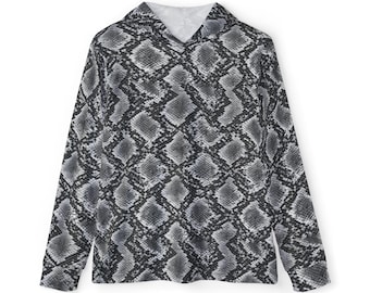 Snakeskin Print Performance Hoodie, Unisex Activewear Top