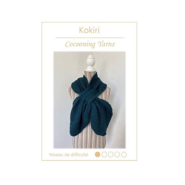 Patron tricot écharpe feuille Kokiri niveau débutant by cocooning yarns FR