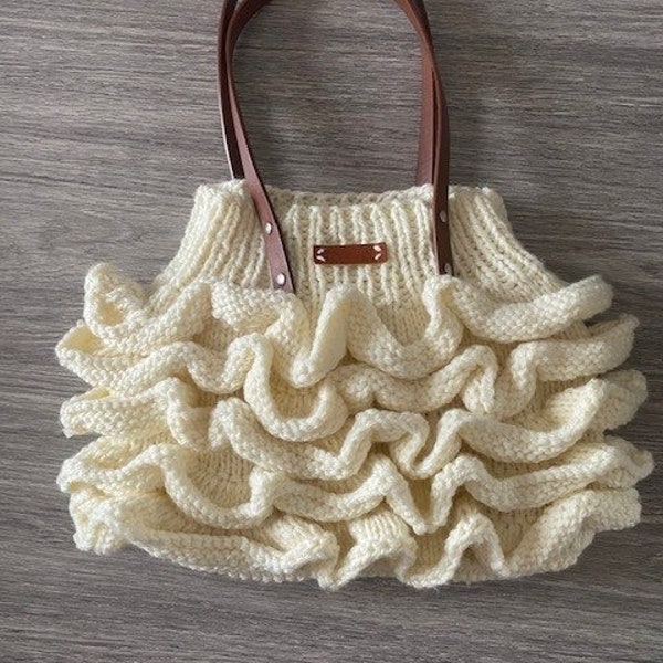 Sac à main Lady Bag Blanc Crème by Cocooning Yarns pour femme fait main au tricot