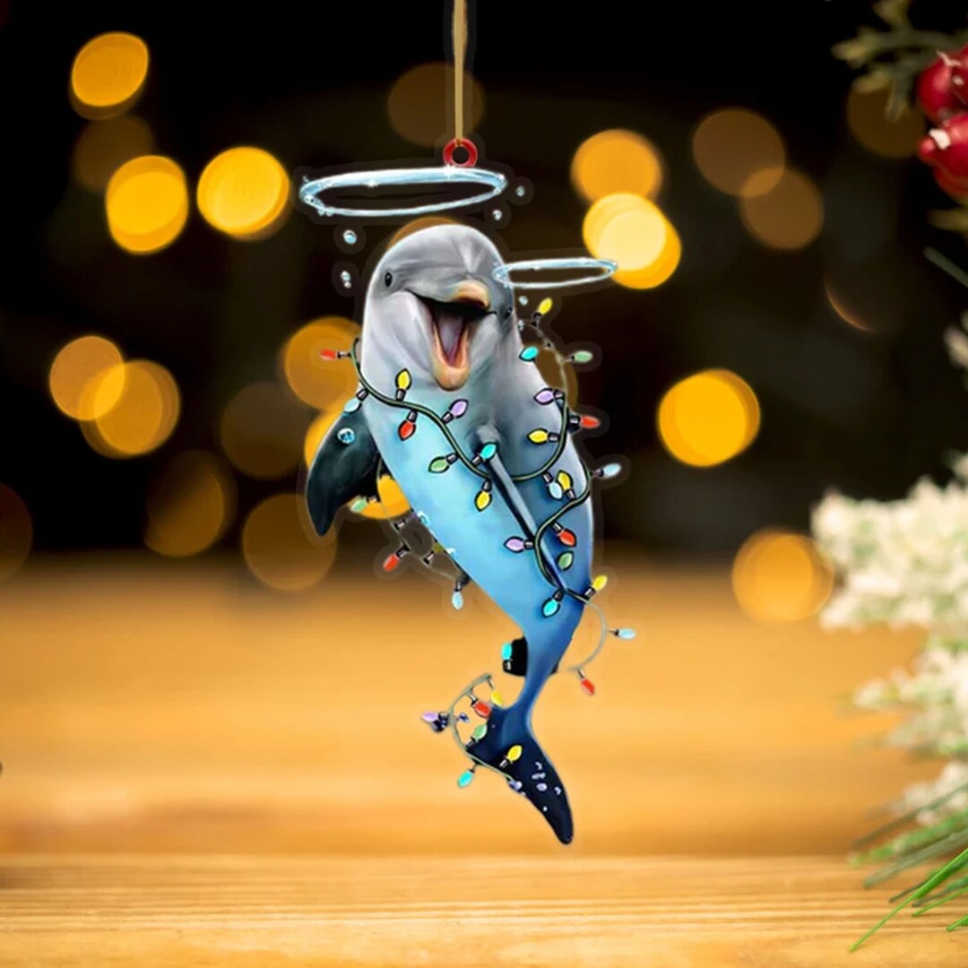 Christmas Dolphin Ornament Dolphin Light Hanging Ornament Etsy
