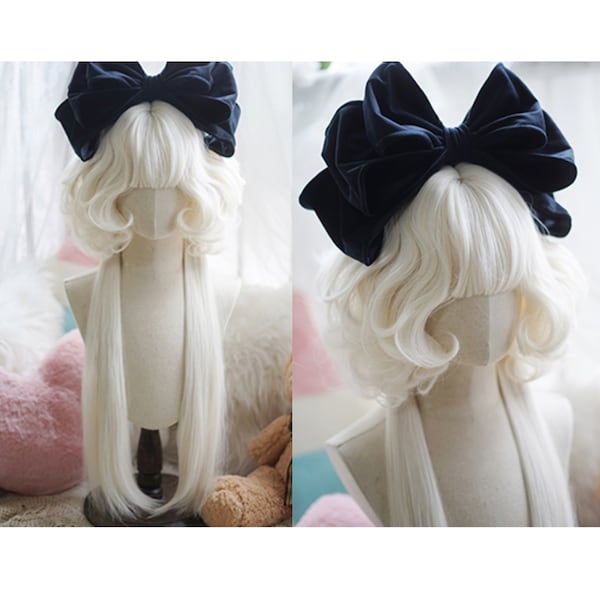 9 couleurs Lolita Curly Jellyfish Curly Perruque Curly avec Frange, Perruque bouclée blanche brun noir, Cosplay Anime Princesse Lolita Perruque, Perruques Lolita Fashion