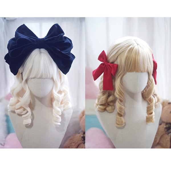 5 couleurs vintage élégante perruque lolita avec frange, blanc blond brun noir rouge boucles courtes douces lolita perruque, Halloween cosplay princesse perruque