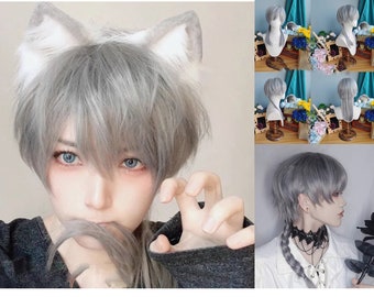 Anime Wolfcut Layered Messy Hair White to Black