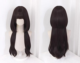 合成ウィッグ ロングストレート コスプレ用 前髪付き アニメ コスプレウィッグ コスチュームウィッグ アニメウィッグ：前髪付きロング合成コスプレヘア - Etsy 日本
