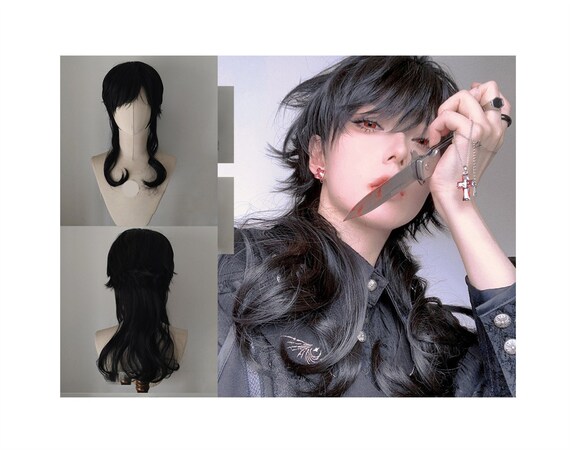 Two-Tone Wolfcut Anime Hair Black & White