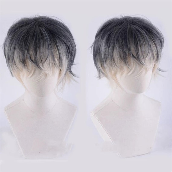 Black Grey Blonde Short Natural Men's Wigs, Gothic Short Wigs, Korean Men's Wig, Halloween Cosplay Anime Wig, Boy's Wig, Heat Resist Wig