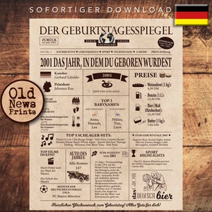 24. Geburtstag Zeitungsposter, Back in 2001, 24. Geburtstag Geschenk, 2001 Jahr Zeitungsschild, Party Dekoration, Geschenk für Sie und Ihn