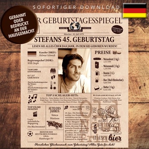 Geschenkzeitung zum 45. Geburtstag 1979- Vintage DEUTSCH Geburtstagsbuch mit echten Daten - einzigartiges Geburtstagsgeschenk