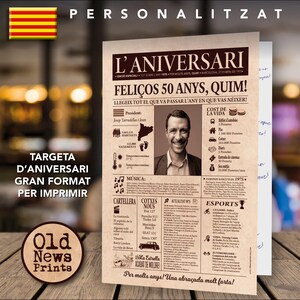 50 Jahre Geburtstag: Vintage Catalunya 1975 Geburtstagskarte, Geburtstagskarte, benutzerdefinierte Zeitung