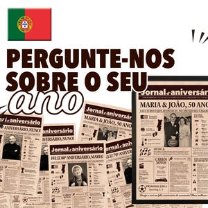 Cartaz Aniversário Personalizado - Presente Aniversário - Jornal Portugal | Personalized 80th Birthday Gift - Vintage Newspaper Poster