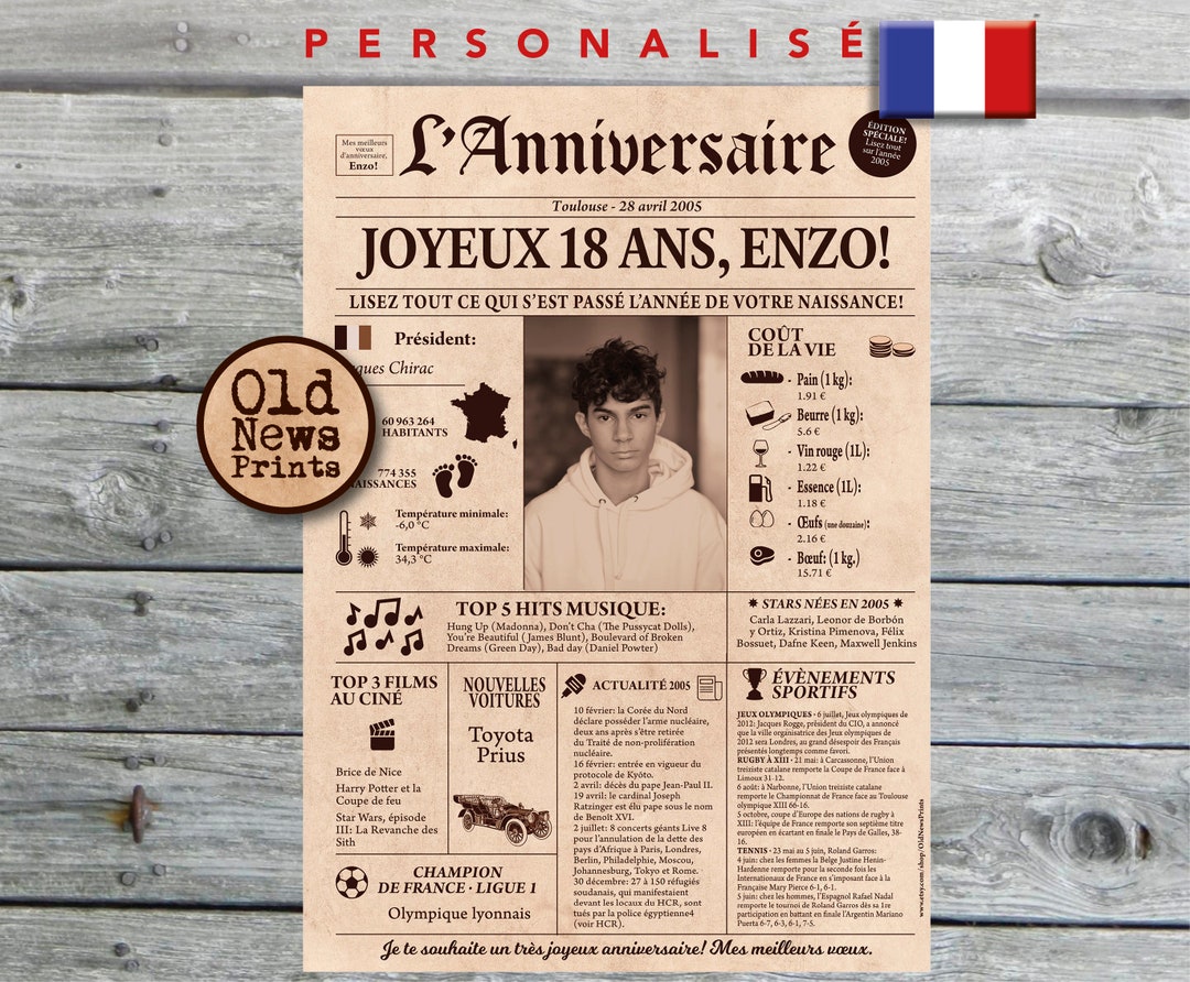 Journal de naissance 2005 Affiche année de naissance Etsy France