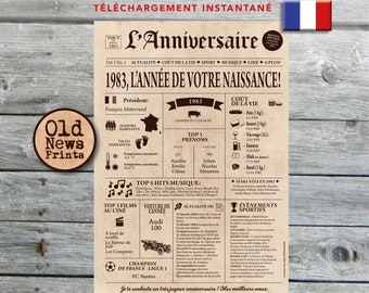 Affiche 1983 - Affiche année de naissance, anniversaire 41 ans, décoration fête anniversaire, cadeau de dernière minute