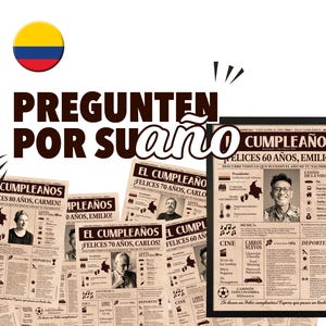Portada vintage personalizada 1954 - El regalo personalizado para los nacidos en Colombia que cumplen 70 años
