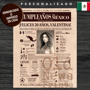 Portada vintage del año 2005 - El regalo personalizado para los nacidos en México que cumplen 20 años - 20th Birthday Newspaper Poster.