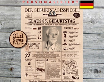 Regalo de cumpleaños número 85, Geburtstagszeitung, Periódico personalizado, Descarga digital, nacido en 1939, Zeitungsposter deutsch