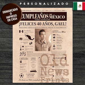 Portada vintage del año 1985 - El regalo personalizado para los nacidos en México que cumplen 40 años - 40th Birthday Newspaper Poster.