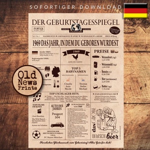 Geschenkzeitung zum 56. Geburtstag 1969- Vintage DEUTSCH Geburtstagszeitung mit echten Daten - einzigartiges Geburtstagsgeschenk