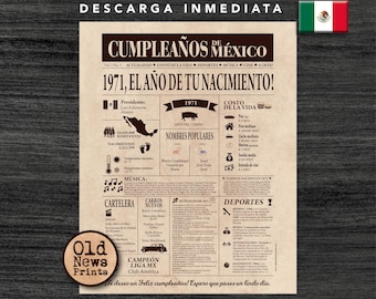 54 Años Celebración: Portada Vintage Periódico Cumpleaños, Año de Nacimiento en México, 1971 Regalo Único