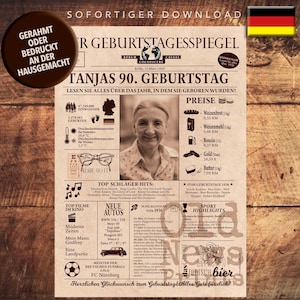 Geburtstag 1936, Personalisierte Geschenkzeitung zum 90. Vintage Geburtstagsbuch DEUTSCH mit echten Daten, einzigartiges Geburtstagsgeschenk