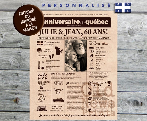 Cartes De 61e Anniversaire Pour Homme Et Femme - Journal Marié De 1964