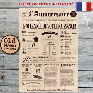 Affiche 1970 - Affiche année de naissance, cadeau papa ou maman, idée cadeau pas cher, décoration fête anniversaire, cadeau dernière minute