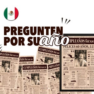 Portada de periódico vintage - El regalo personalizado para los nacidos en México que cumplen 60 años - Birthday Newspaper Poster.