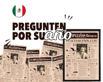 Portada de periódico vintage - El regalo personalizado para los nacidos en México que cumplen 60 años - Birthday Newspaper Poster.