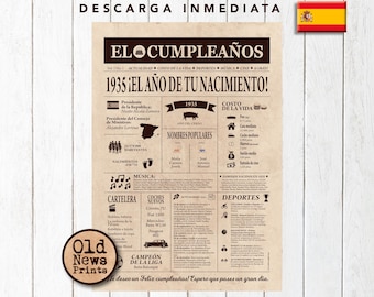 90 Años Celebración: Portada Vintage Periódico Sumpleaños, Año de Nacimiento und España, 1935 Regalo Único