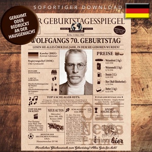 Geschenkzeitung zum 70. Geburtstag 1954- Vintage DEUTSCH Geburtstagsbuch mit echten Daten - einzigartiges Geburtstagsgeschenk