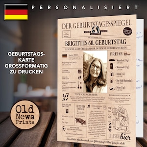 Geburtstagskarte zum 60. Geburtstag 1964- Vintage Geburtstags-Karte mit echten Daten - einzigartiges Geburtstagsgeschenk - DEUTSCHE