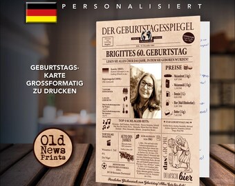 Geburtstagskarte zum 60. Geburtstag 1964- Vintage Geburtstags-Karte mit echten Daten - einzigartiges Geburtstagsgeschenk - DEUTSCHE