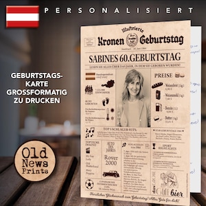 ÖSTERREICH 1964 Geburtstagskarte - personalisiert, Geburtstagsdekoration und Geschenk, 60. Geburtstag, Österreich Print