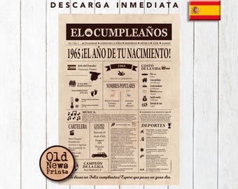 60 Años Celebración: Portada Vintage Periódico Sumpleaños, Año de Nacimiento und España, 1965 Regalo Único