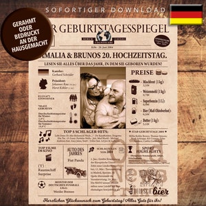 20 Hochzeitstag 2004, personalisierte Zeitung Poster, Vintage Geburtstagsgeschenk mit echten Daten