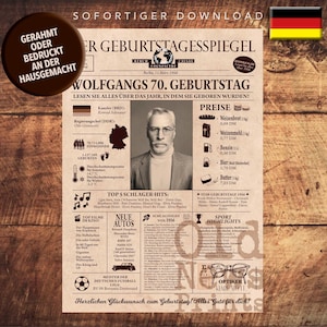 70. Geburtstag personalisierte Zeitung – Historische Daten von 1956