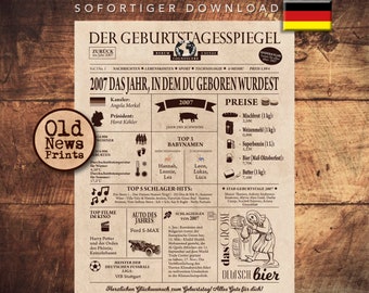Zeitungsschild 19 Jahre alt, Geschenk 19 Jahre alt, Back in 2007, Partydekoration 19 Jahre alt, 19 Jahre altes Plakat