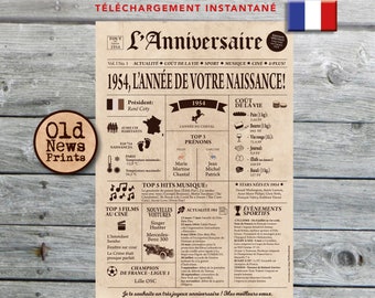 Affiche 1954 - Affiche année de naissance, anniversaire 70 ans, idée cadeau pas cher, décoration fête anniversaire, cadeau dernière minute