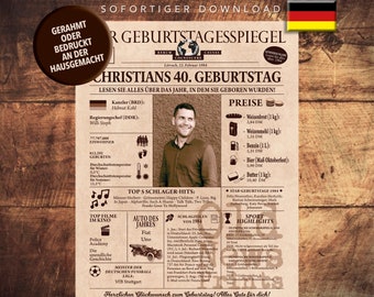 40. Geburtstag 1984, personalisierte Zeitungsplakat, Vintage Geburtstagsgeschenk mit echten Daten