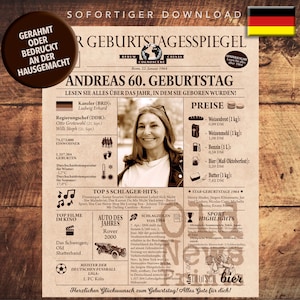 Geschenkzeitung zum 60. Geburtstag 1964- Vintage DEUTSCH Geburtstagsbuch mit echten Daten - einzigartiges Geburtstagsgeschenk