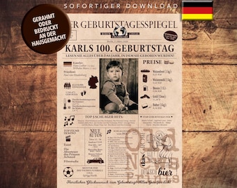 100. Geburtstag 1926, Geschenk personalisiertes Zeitungsplakat, DEUTSCH Vintage Geburtstagsgeschenk mit echten Daten